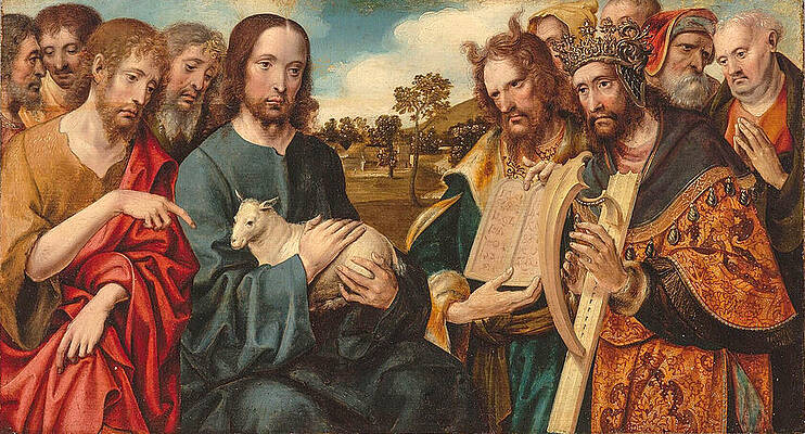 Christ As The Good Shepherd Print by Cornelis Engebrechtsz