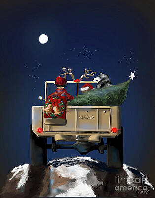 Wall Art - Digital Art - Christmas Willys by Doug Gist
