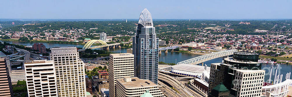Wall Art - Photograph - Cincinnati Aerial Skyline Panoramic Photo by Paul Velgos