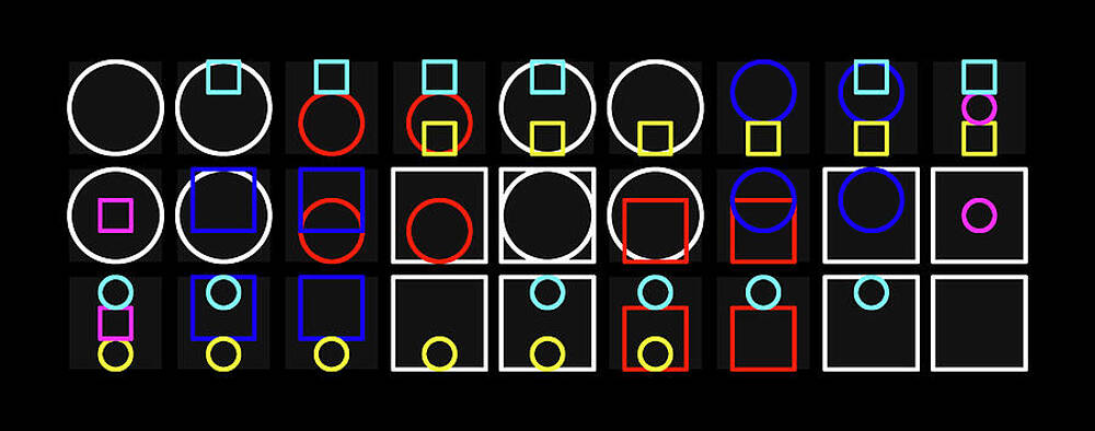 Wall Art - Digital Art - Circle And Square Geometric Colour Alphabet by Coded Images
