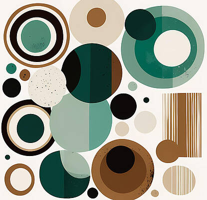  Digital Art - Circles and lines in minimalist Boho style by Dave Bakker