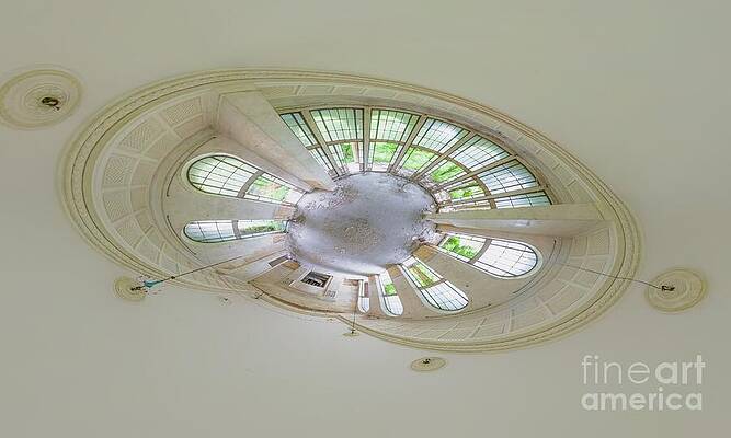 Circular ceiling with arched windows showing trees growing inside abandoned Sanatorium Metallurgist in Georgia by Benny Marty Circular ceiling with arched windows showing trees growing inside abandoned Sanatorium Metallurgist in Georgia by Benny Marty