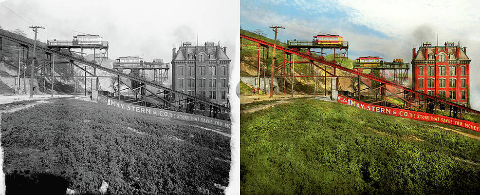 City - Cincinnati, OH - Putting the fun in funicular 1906 - Side by Side by Mike Savad City - Cincinnati, OH - Putting the fun in funicular 1906 - Side by Side by Mike Savad