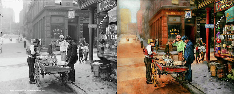City - Little Italy NY - Mussel Man 1900 - Side by Side by Mike Savad City - Little Italy NY - Mussel Man 1900 - Side by Side by Mike Savad