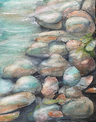 Little Susitna River Rocks Painting by Karen Mattson - Fine Art America