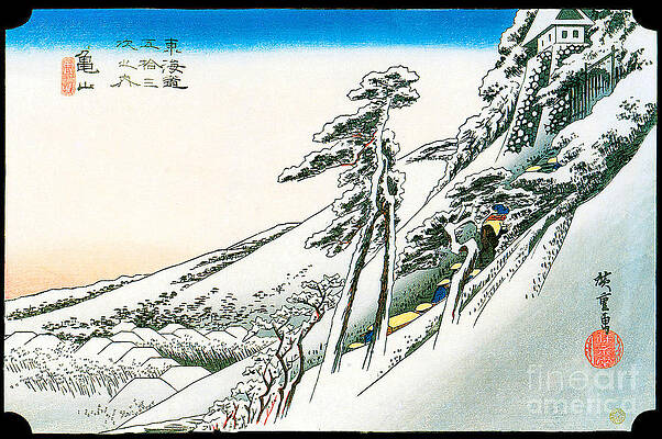 Wall Art - Painting - Clear Weather After Snow at Kameyama 1834 by Utagawa Hiroshige
