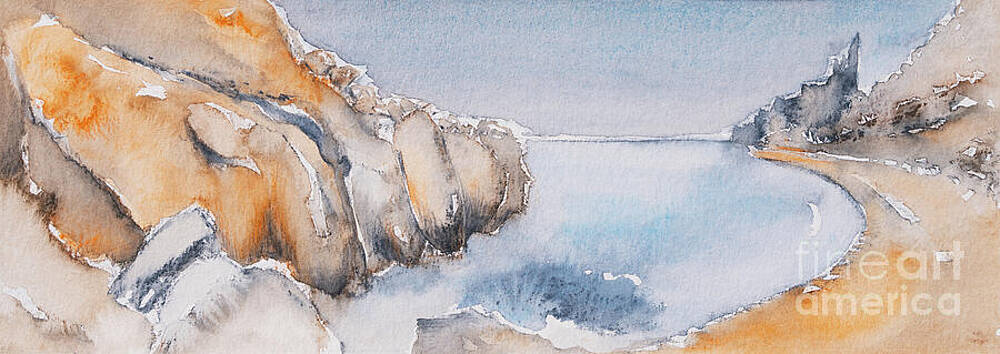 Wall Art - Painting - Cliffs and the Mediterranean Sea, Cala Moraig 1 by Adriana Mueller