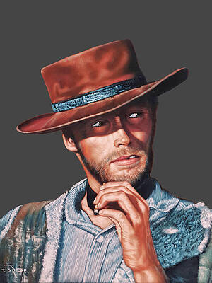 Wall Art - Painting - Clint Eastwood as The Man with No Name in a Spaghetti western  by Jorge Terrones