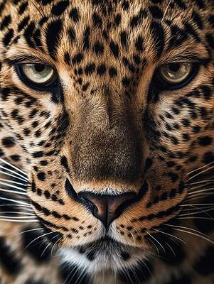 Mixed Media - Leopard's Gaze - A Captivating Closeup Portrait by Land of Dreams
