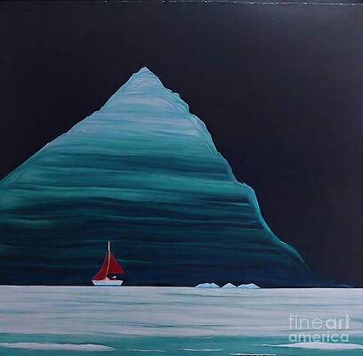 Wall Art - Painting - Cold Painting sailboat surrealism cold darkness ice abstract aqua art artist background bay beautiful big blue canvas clouds color dark dawn drawing grey illustration impressionism by N Akkash