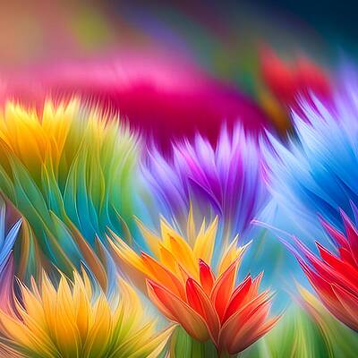 Wall Art - Digital Art - Colorful Abstract Flowers by Judi Suni Hall
