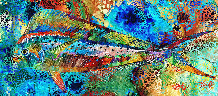 Colorful Salmon Fish Art Hidden Gem Painting by Sharon Cummings