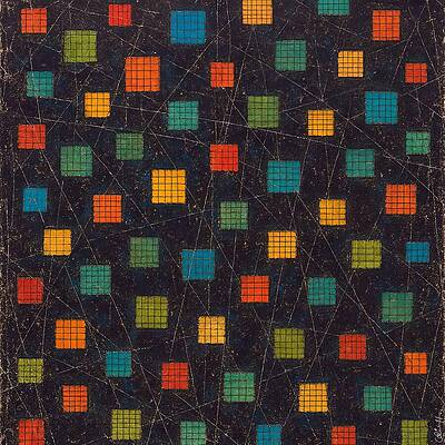 Colorful Geometric Grid Pattern Digital Art