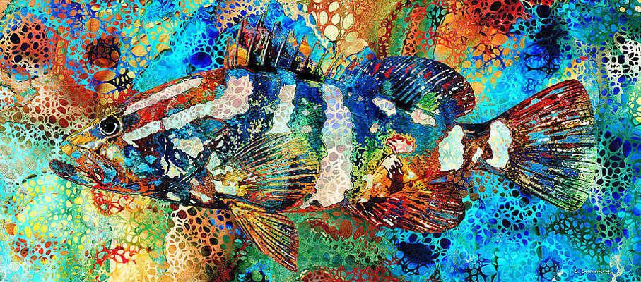 Colorful Dolphin Fish - Hidden Gem Painting by Sharon Cummings