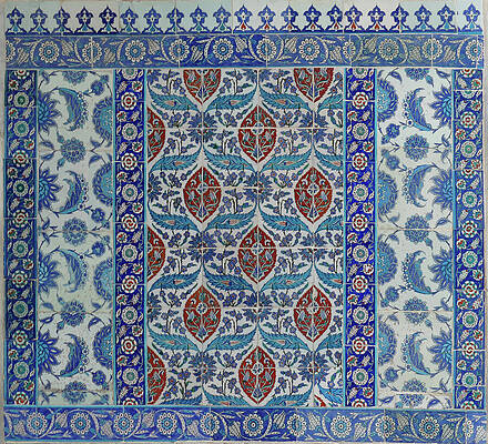 Wall Art - Photograph - Colorful iznik tiles creating a beautiful floral pattern, typical of ottoman art and architecture by Steve Estvanik