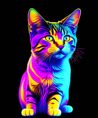 Wall Art - Digital Art - Colorful Rainbow Kitten by Flippin Sweet Gear