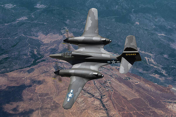 Wall Art - Digital Art - Conceptual McDonnell  P-67 Moonbat Fighter Plane by Erik Simonsen