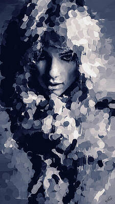 Wall Art - Digital Art - Contemplative expression of Taylor Swift by Gradify Creations