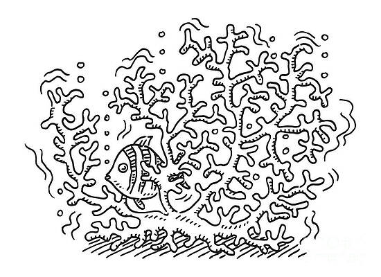 Wall Art - Drawing - Coral In The Sea Symbol Drawing by Frank Ramspott
