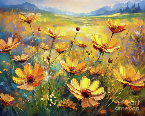 Wall Art featuring the ai art Coreopsis Bud Impression by Macro Abundance