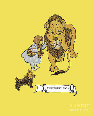 Wall Art - Digital Art - Cowardly Lion Scene In Yellow by Madame Memento