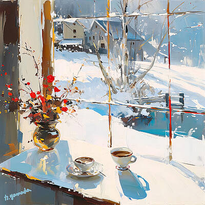 Wall Art - Ai Art - Cozy Reflections by Kaoru Yamada