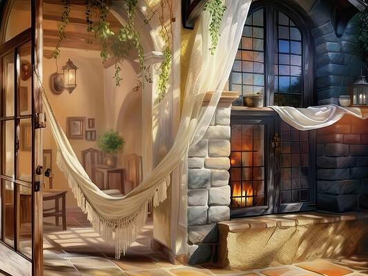 Rustic Wall Art featuring the digital art Cozy Space by Eris And AI