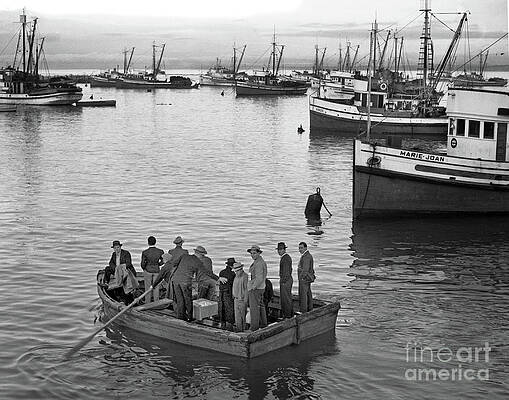 Crew of the purse seine Eneas in a skiff going out, Purse Seiner by California Views Archives Mr Pat Hathaway Archives Crew of the purse seine Eneas in a skiff going out, Purse Seiner by California Views Archives Mr Pat Hathaway Archives