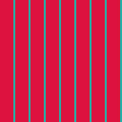 [ Thumbnail: Crimson and Light Sea Green Colored Striped/Lined Pattern Art Print ]
