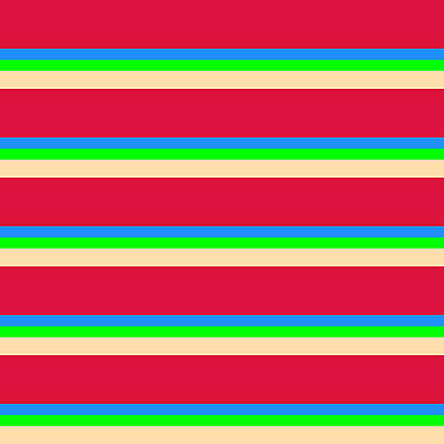[ Thumbnail: Crimson, Blue, Lime, and Tan Colored Stripes Pattern Acrylic Print ]