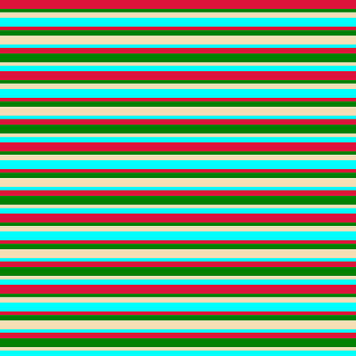 [ Thumbnail: Crimson, Green, Tan, and Cyan Colored Pattern of Stripes Art Print ]
