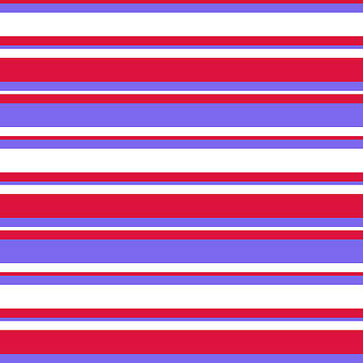 [ Thumbnail: Crimson, Medium Slate Blue, and White Colored Lined Pattern Acrylic Print ]