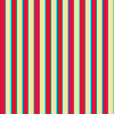 [ Thumbnail: Crimson, Sea Green, Pale Goldenrod, and Cyan Colored Striped Pattern Duvet Cover ]