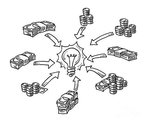 Wall Art - Drawing - Crowd Funding Concept Money Idea Drawing by Frank Ramspott