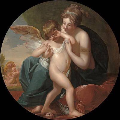 Cupid, Stung by a Bee, Is Cherished by his Mother Print by Benjamin West