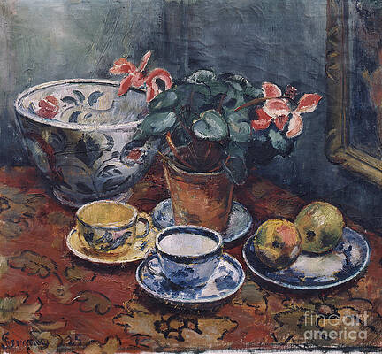 Cups, flowers and fruit, 1925 by O Vaering by Severin Grande Cups, flowers and fruit, 1925 by O Vaering by Severin Grande