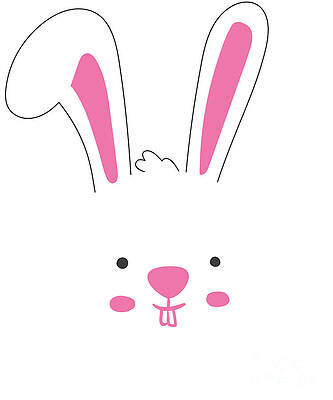 Wall Art - Digital Art - Cute Easter Bunny Face by Flippin Sweet Gear