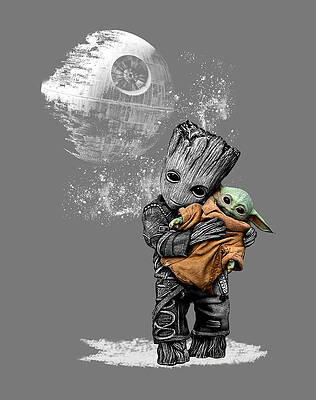 Digital painting Baby Yoda - Limited Edition of 999 Mixed Media by