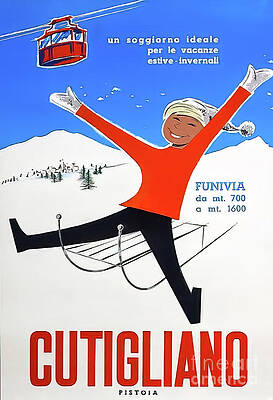 Cutigliano Italy Winter Ski Poster by M G Whittingham Cutigliano Italy Winter Ski Poster by M G Whittingham