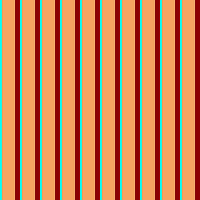 [ Thumbnail: Cyan, Brown, and Dark Red Colored Lines/Stripes Pattern Acrylic Print ]