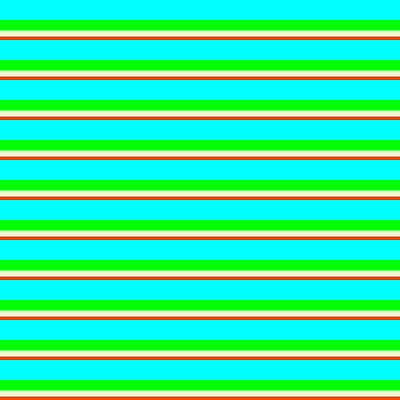 [ Thumbnail: Cyan, Lime, Beige, and Red Colored Pattern of Stripes Art Print ]