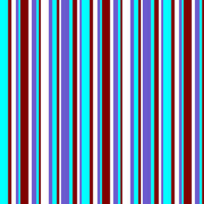 [ Thumbnail: Cyan, Maroon, White, and Slate Blue Colored Striped Pattern Tote Bag ]