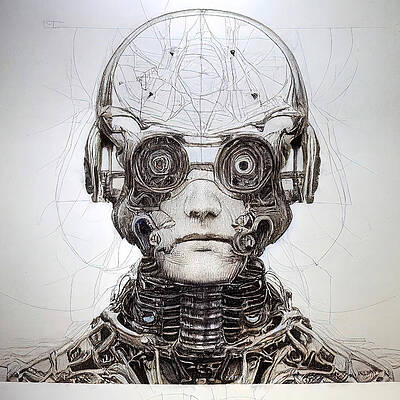 Wall Art - Drawing - Cybernetic organism, 04 by AM FineArtPrints