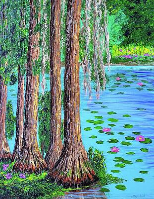 Wall Art - Painting - Cypress Trees by Ann Frederick