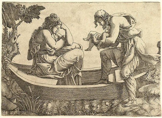 Danae And The Infant Perseus Cast Out To Sea By Acrisius Print by Giorgio Ghisi