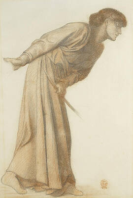 Dante's Dream at the Time of the Death of Beatrice, Study for figure of Love Print by Dante Gabriel Rossetti