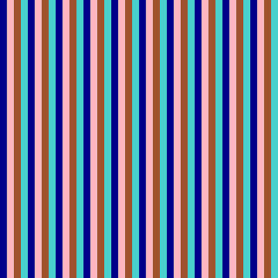 [ Thumbnail: Dark Blue, Light Pink, Sienna, and Turquoise Colored Striped Pattern Art Print ]