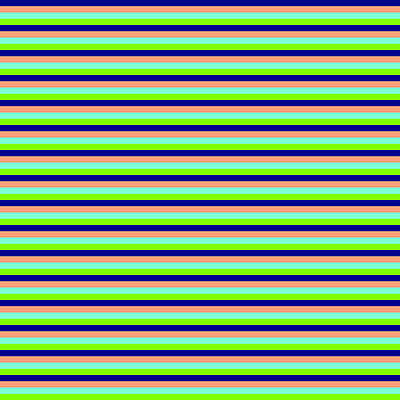 [ Thumbnail: Dark Blue, Light Salmon, Aquamarine, and Chartreuse Colored Stripes/Lines Pattern Acrylic Print ]