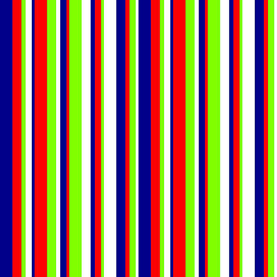 [ Thumbnail: Dark Blue, Red, Chartreuse, and White Colored Stripes Pattern Acrylic Print ]