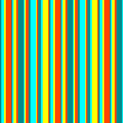 [ Thumbnail: Dark Cyan, Aqua, Yellow, and Red Colored Lined/Striped Pattern Acrylic Print ]
